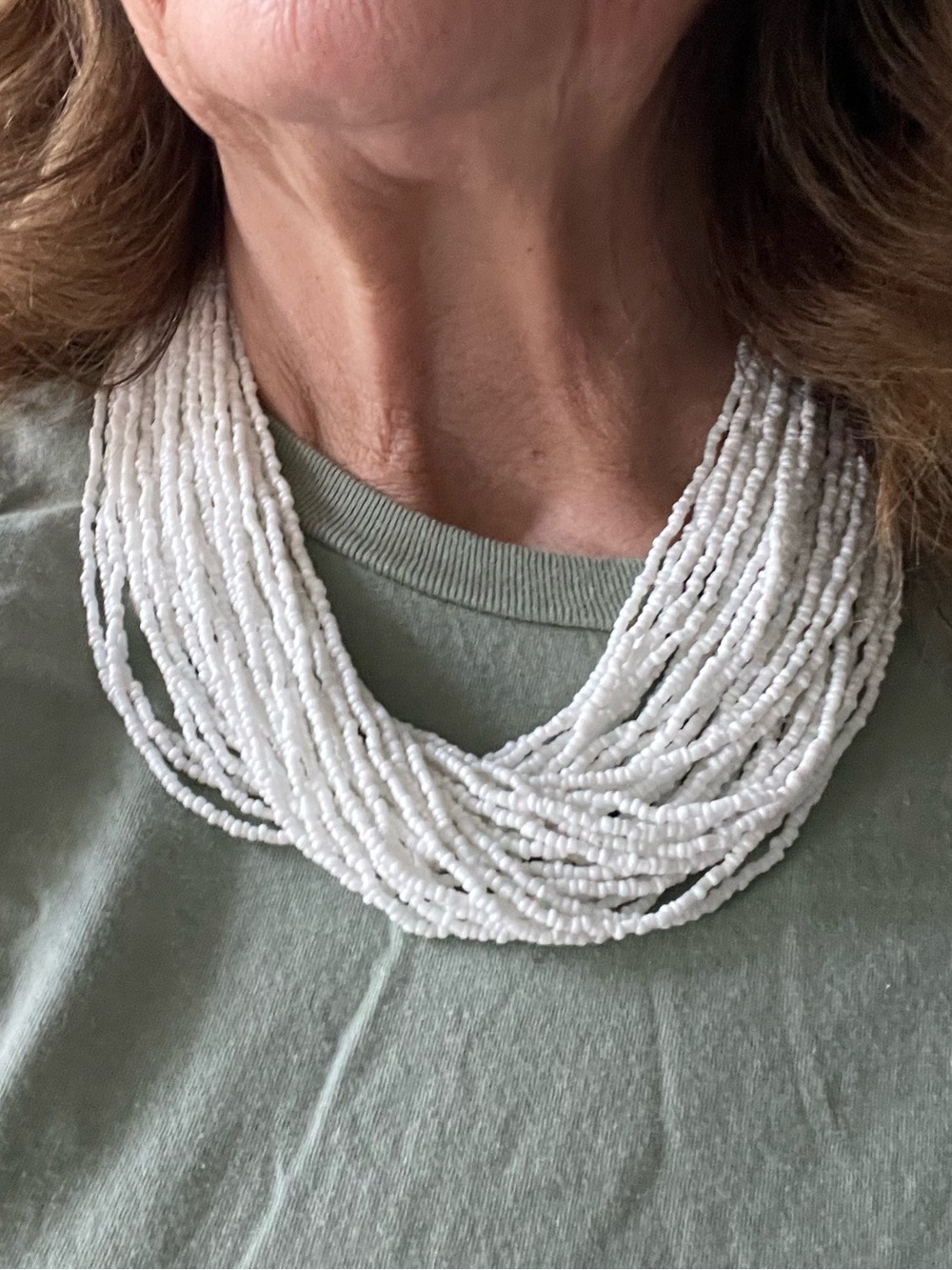 Talbots White Multi-Strand Beaded Necklace - Picture 2 of 4